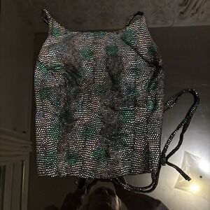 NEW Wilsons Leather Multicolor Backless Crop Top Lace-up XL Y2K Biker Snakeskin